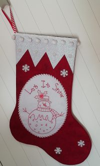Snowman Bauble Stocking Redwork Pattern