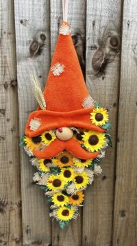 Harvest sunflower  Gnome wreath  hanging pattern or kit